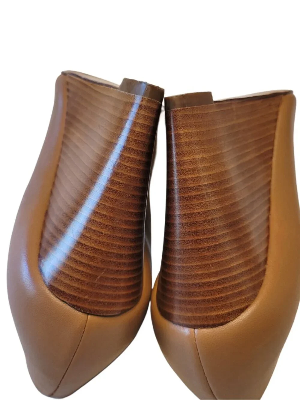 Tory Burch Jolie Nappa Leather Closed Cap Toe Wedge Heels in Royal Tan